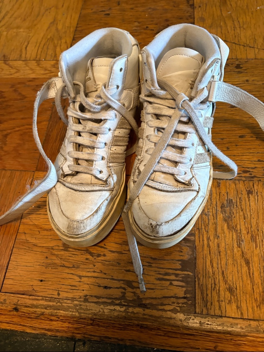 adidas White High-Top Sneakers with Lace-Up